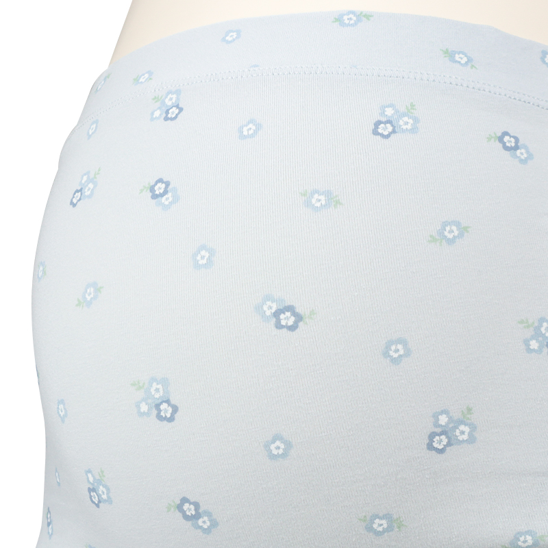 オーガニックコットン 深ばきショーツ 花柄 サックス サックス M~L