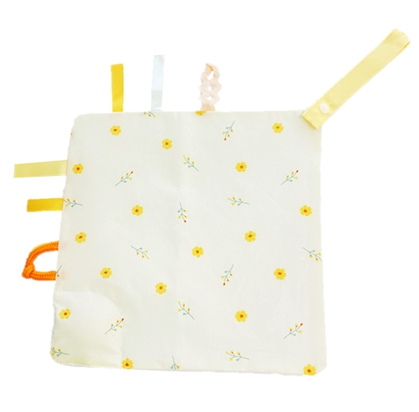 【SALE】カシャカシャ タグハンカチ フラワー柄 アイボリー