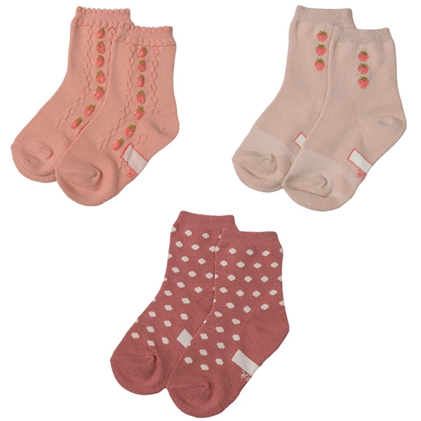 [キッズ]クルーソックス３足組　いちご ピンク ピンク 13~18cm