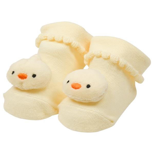 ぬいぐるみ付ソックス　ひよこ クリーム 7~9cm