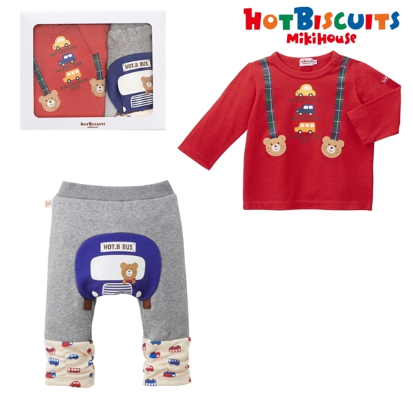 [ギフト] Ｔシャツ＆パンツセット【BOX付き】　レッド　[ミキハウス　ホットビスケッツ] レッド 70cm