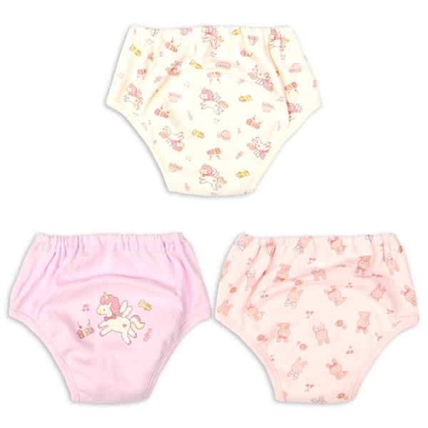 ３層トレーニングパンツ３枚組　ユニコーン　パープル パープル 100cm