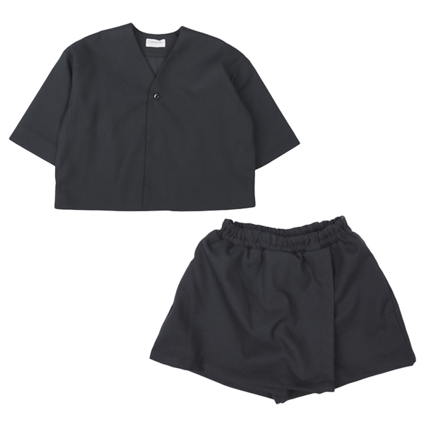 再値下!!【SALE】[ベビー]ノーカラージャケットキュロットセットアップ　ネイビー ネイビー 80cm