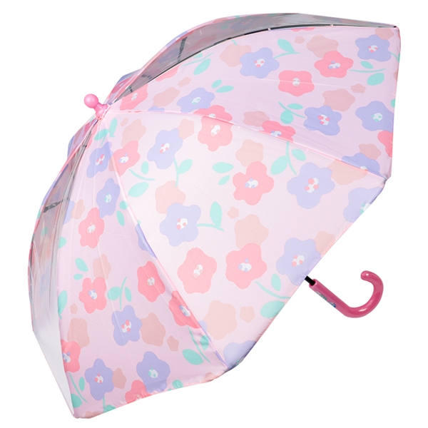 [35・40cm]フチまる傘　おはな　ピンク ピンク 35cm