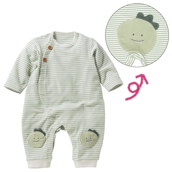 再値下!!【SALE】はいはい応援長袖プレオール　おしりモチーフ　パイル　グリーン グリーン 60cm