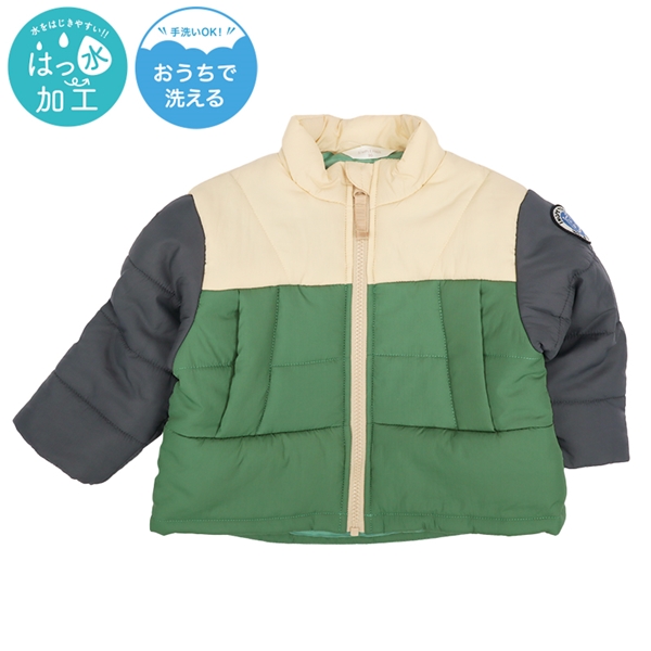 【SALE】[ベビー]中綿ジャケットタフタ切替　グリーン グリーン 80cm