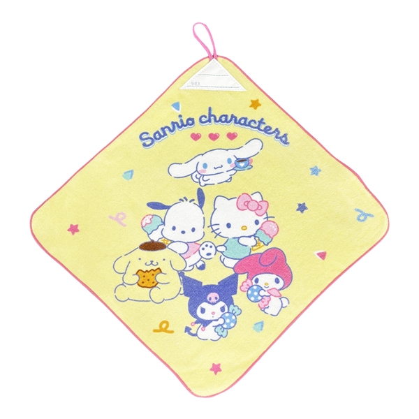 ループ付きタオル２６　サンリオキャラクターズ　ポップポップ　３４ｘ３４ｃｍ