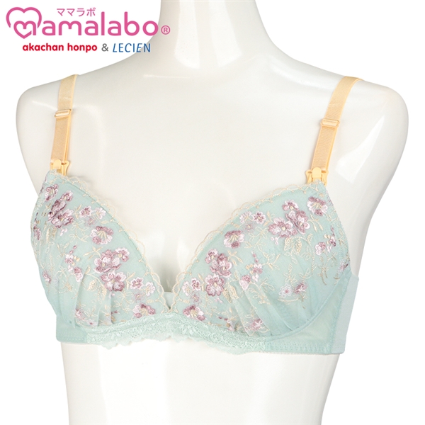 【SALE】シルエットキレイノンワイヤーブラ花柄（授乳機能付） グリーン グリーン M