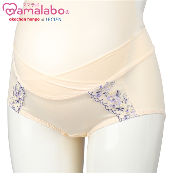 【SALE】ショーツ　産後も使える仕様　シルエットキレイ花柄 アイボリー アイボリー M~L