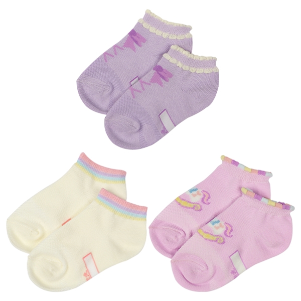 [キッズ]アンクルソックス３足組　ユニコーン パープル パープル 13~18cm