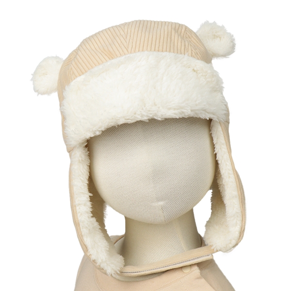 【SALE】[48~54cm]フライト帽子　耳付き アイボリー アイボリー 52~54cm