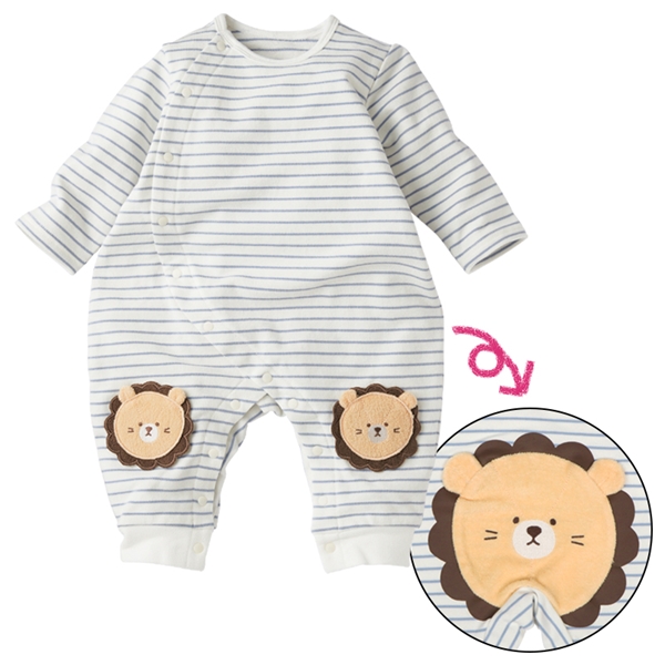 【SALE】はいはい応援　長袖プレオール　おしりモチーフパイル　サックス サックス 60cm