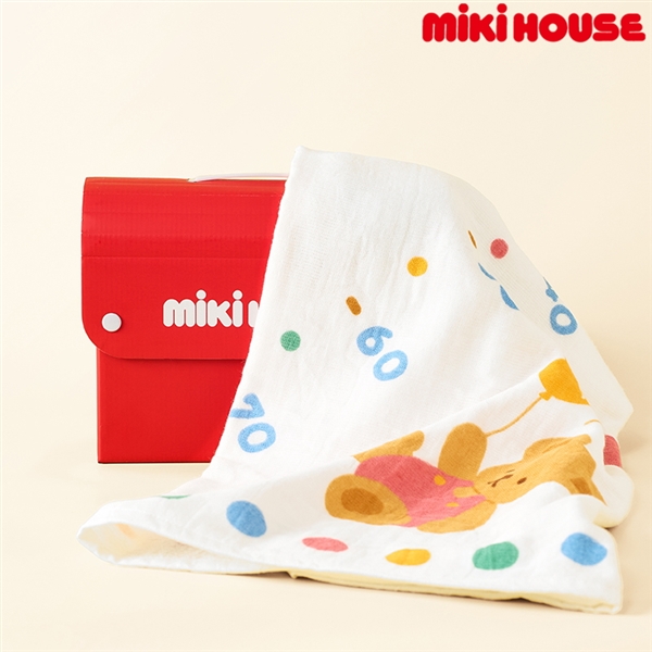 [ギフト] ガーゼバスタオルセット【BOX付き】 ベージュ[ミキハウス] ベージュ