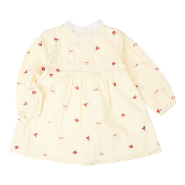 再値下!!【SALE】[キッズ]ワンピース　布帛総柄刺しゅう　アイボリー アイボリー 100cm