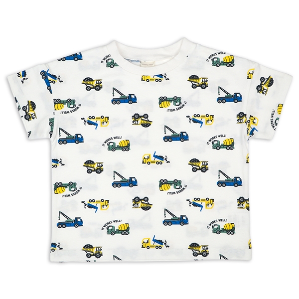 【SALE】[キッズ]半袖　Ｔシャツ　総柄　ブルー ブルー 120cm