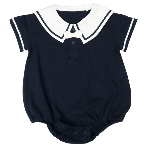 【SALE】半袖セーラーロンパース　ネイビー ネイビー 80cm