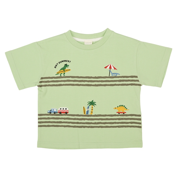 [キッズ]半袖Ｔシャツ　部分刺しゅう　グリーン グリーン 110cm