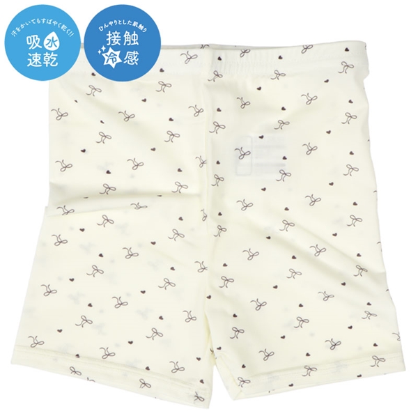 再値下!!【SALE】[キッズ]1分丈スパッツ　超冷感　リボン　オフホワイト オフホワイト 120cm