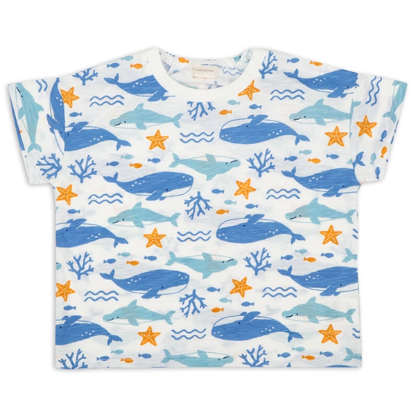[ベビー]半袖　Ｔシャツ　総柄　サックス サックス 80cm