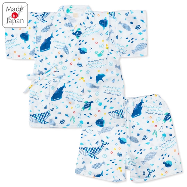 【SALE】[ベビー]甚平(じんべい)スーツ 海柄 オフホワイト オフホワイト 80cm