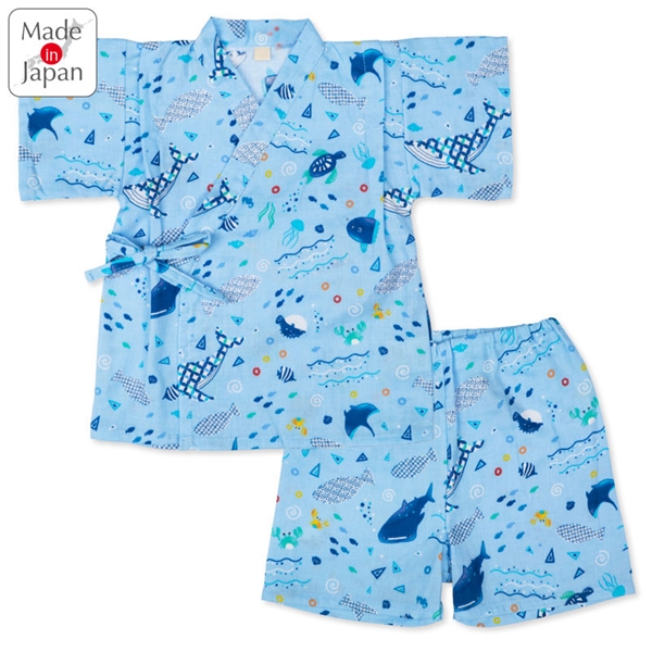 【SALE】[ベビー]甚平(じんべい)スーツ 海柄 ブルー ブルー 80cm