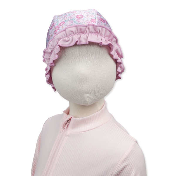 【SALE】[48～52cm]スイムキャップ 花柄フリル ピンク 48~52cm