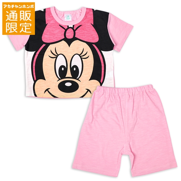【通販限定】[ベビー]半袖パジャマ　フェイスプリント　ミニー ピンク 80cm