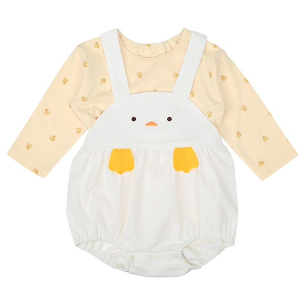 オーバーオール＋Ｔシャツセット　アイボリー アイボリー 60~70cm