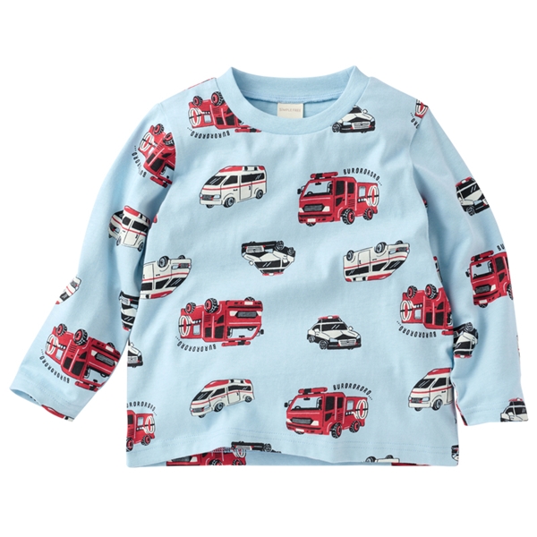 [キッズ]長袖　Ｔシャツ　総柄　サックス サックス 100cm