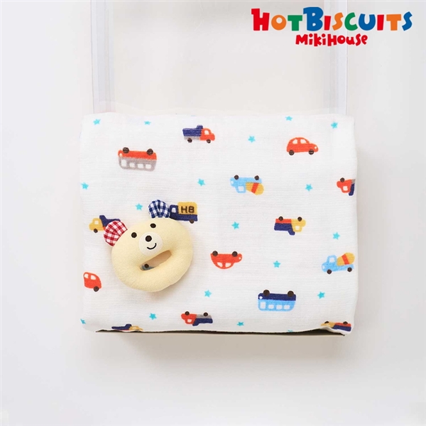 [ギフト] ガーゼバスタオル＆ラトルギフトセット【BOX付き】 ホワイト×ブルー[ミキハウス　ホットビスケッツ] ホワイト×ブルー サイズなし