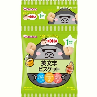 吊り下げ菓子 1歳からのおやつ+DHA 英文字ビスケット 4連