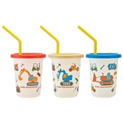 【SALE】[230ml]ストロー付タンブラー 3個 はたらくクルマ