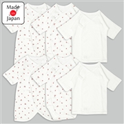 【SALE】[スナップタイプ]新生児肌着６点セット　長袖　いちご ピンク