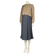 再値下!!【SALE】長袖サテンドッキングワンピース　ベージュ