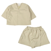 再値下!!【SALE】[ベビー]ノーカラージャケットキュロットセットアップ　ベージュ