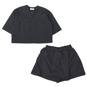 再値下!!【SALE】[ベビー]ノーカラージャケットキュロットセットアップ　ネイビー