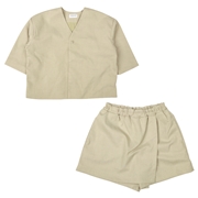 再値下!!【SALE】[キッズ]ノーカラージャケットキュロットセットアップ　ベージュ