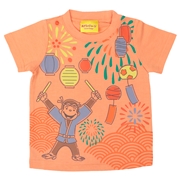 再値下!!【SALE】[ベビー]半袖Ｔシャツ　おさるのジョージ　和柄　オレンジ
