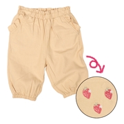 再値下!!【SALE】[ベビー]７分丈パンツ　ポケット刺しゅう　ベージュ