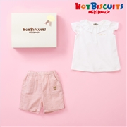 [ギフト] Ｔシャツ＆パンツセット【BOX付き】 ホワイト　[ミキハウス　ホットビスケッツ]