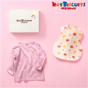 [ギフト] Tシャツ＆スタイセット【BOX付き】  レッド　[ミキハウス　ホットビスケッツ]