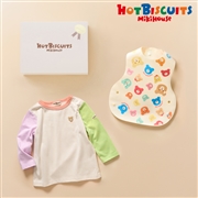 [ギフト] Tシャツ＆スタイセット【BOX付き】  ホワイト　[ミキハウス　ホットビスケッツ]