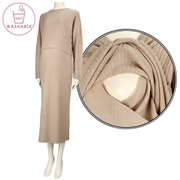 【SALE】[授乳口付き]長袖ウォッシャブルリブニットワンピース　ベージュ