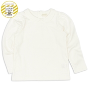 [キッズ]いつものＴシャツ　長袖　天竺素材　襟付き オフホワイト