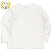 [キッズ]いつものＴシャツ　長袖　天竺素材 オフホワイト
