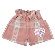 【SALE】[ベビー]チェックキュロット　アンパンマン　ピンク