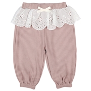 再値下!!【SALE】[ベビー]１０分丈パンツ　レース　ワッフル　ピンク