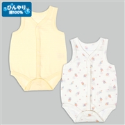 【SALE】[ベビー]ひんやり綿１００％　袖なしロンパース２枚組　前開き　アイス