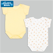 【SALE】[ベビー]ひんやり綿１００％　半袖ロンパース２枚組　かぶり　あひる