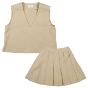 再値下!!【SALE】[キッズ]ベスト＋スカート２点セット　ベージュ
